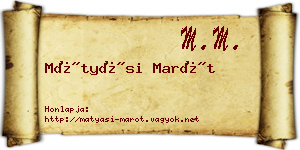 Mátyási Marót névjegykártya
